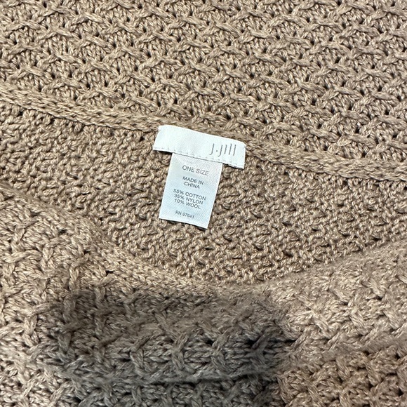 J. Jill Beachwood Tan Wool Blend Asymmetrical Poncho - Picture 6 of 7